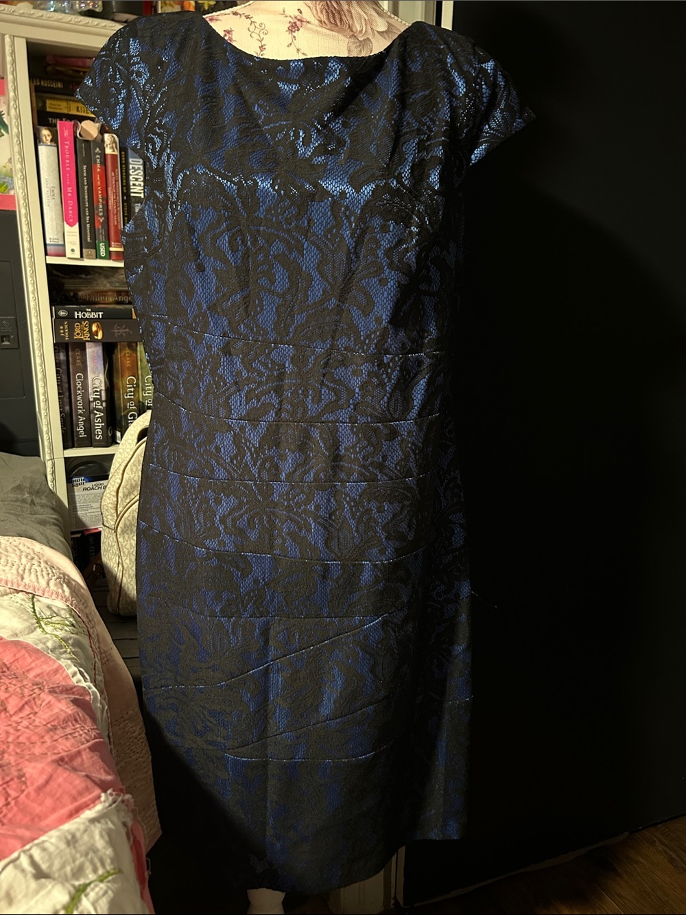 Alyx Black and Blue Lace Midi Dress